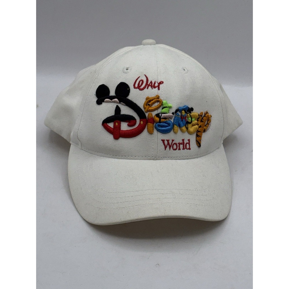 Vintage Walt Disney World White Baseball Hat Embroidered Character SnapBack Cap